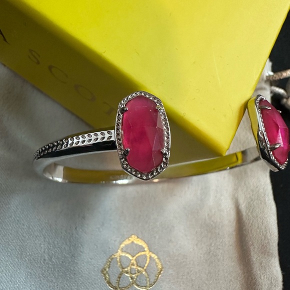 NWT Kendra Scott Elle in Rhodium and Azalea Illusion - Picture 2 of 3